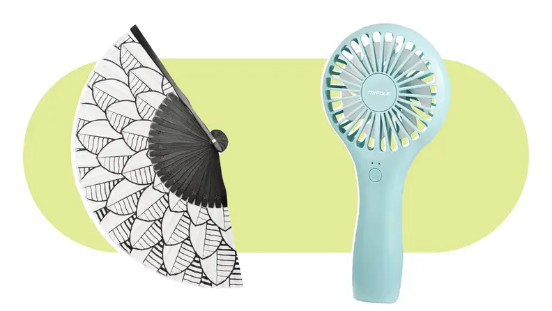 A hand fan and an automatic handheld fan