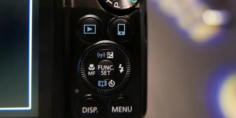 The rear controls of the SX710 HS are similar to all other Canon point-and-shoots, with a click wheel and a WiFi button.