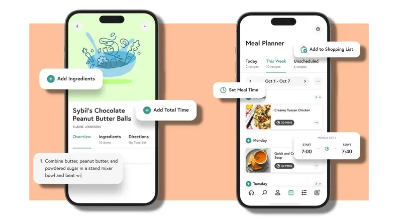 Two smartphones displaying the Yummly app.