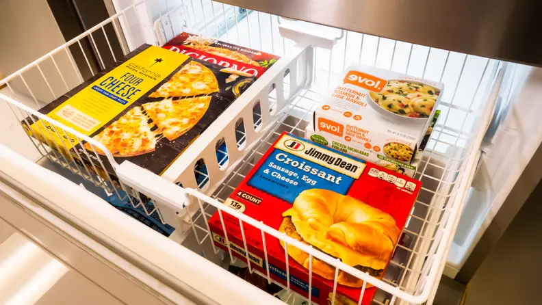 A close-up of the freezer drawer on the Whirlpool WRX735SDHZ French door refrigerator.