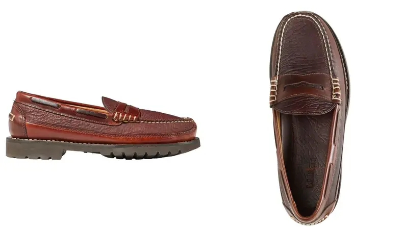 brown American bison leather penny loafer by L.L. Bean