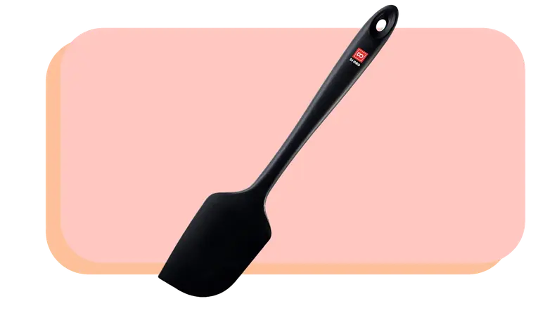 Black, silicone spatula.
