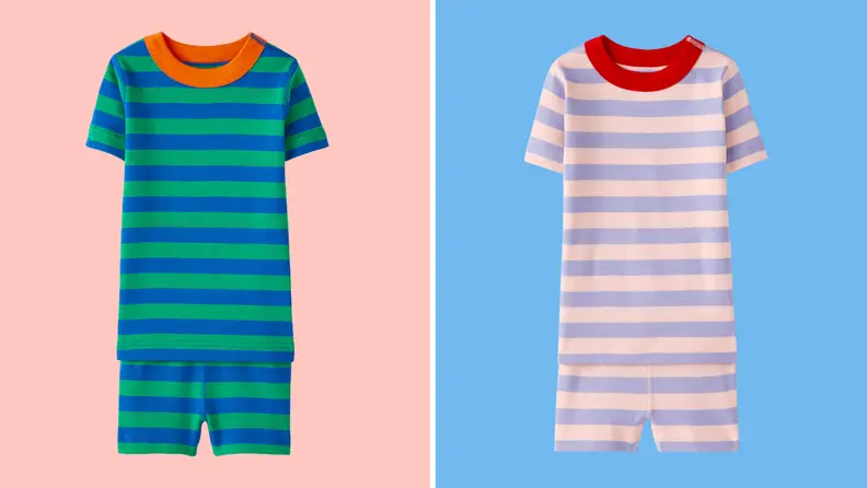 Two sets of Hanna Andersson pjs next to each other