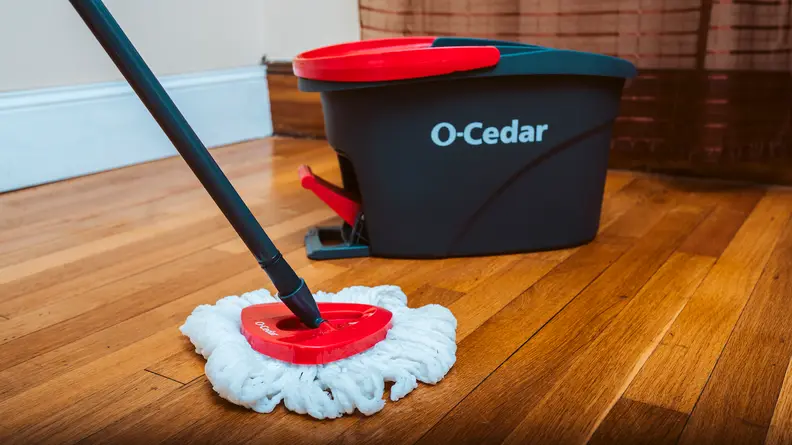 The O-Cedar is the best traditional mop we tested, it is displayed mopping hardwood.
