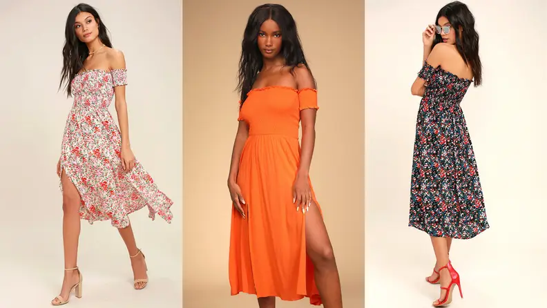 This off-the-shoulder dress is perfect for a fancy brunch.