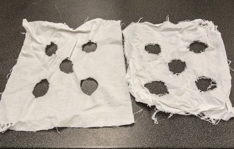 Both these bolts of cloth came from the same Delicates cycle.