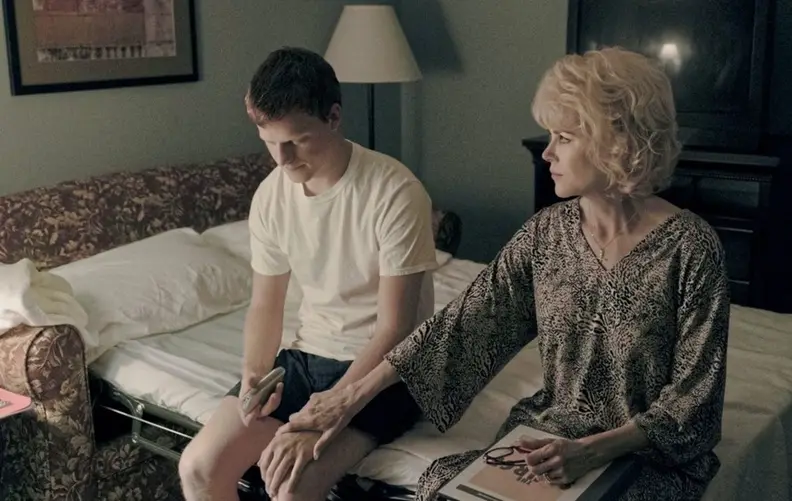 Nicole Kidman and a fellow star from a still in "Boy Erased."