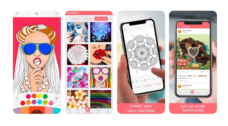 Screeenshots of the Colorfy app