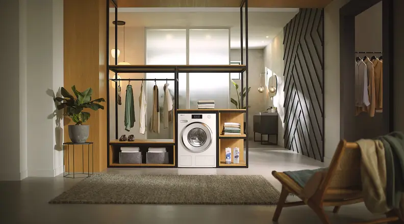 Washing machine featured in a luxurious and spacious home