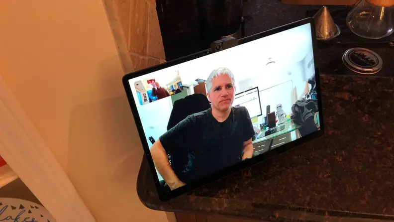 Facebook Portal Plus during a video call