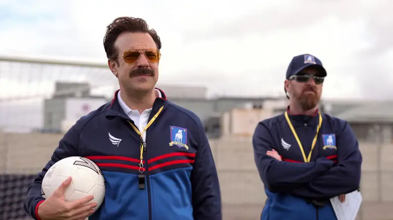 Jason Sudeikis and Brendan Hunt in Ted Lasso