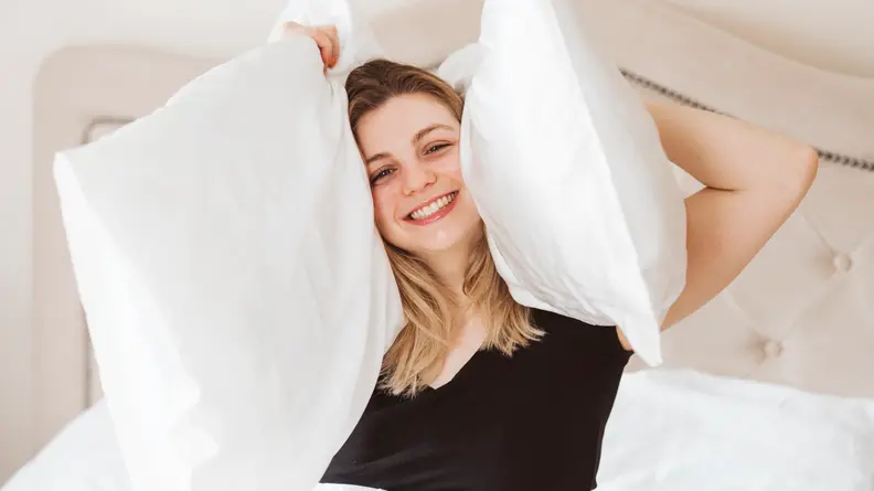 The author with silk pillowcases.