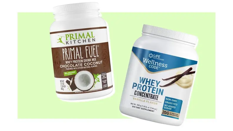 Two jugs of protein powder from Primal Kitchen and
