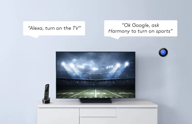 Voice control of a TV with Logitech Harmony remote