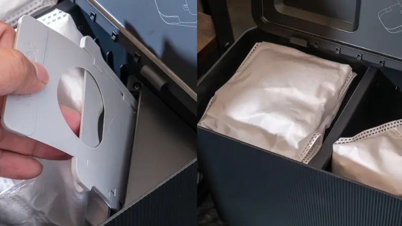 The interior of the iRobot Roomba j7+'s charging dock.