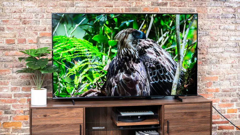 The Samsung AU8000 displaying 4K content in a living room setting