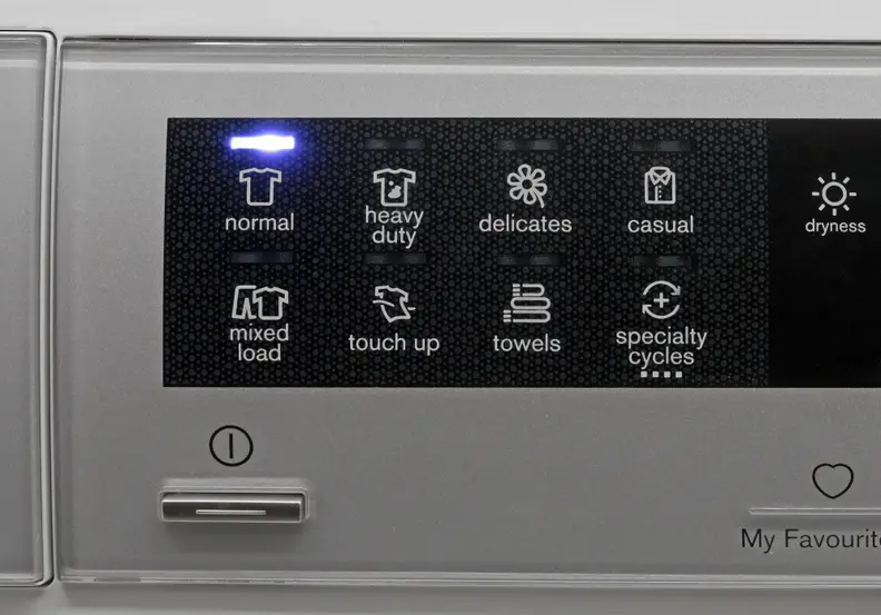 In addition to the seven cycles listed here, another four are found in the Electrolux EIED200QSW's Specialty Cycle sub menu.