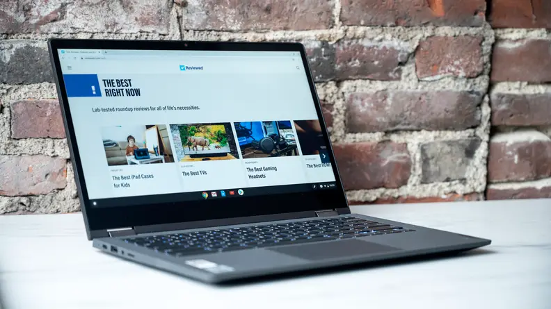 A shot of the Lenovo Flex 5, showing off its touchscreen display