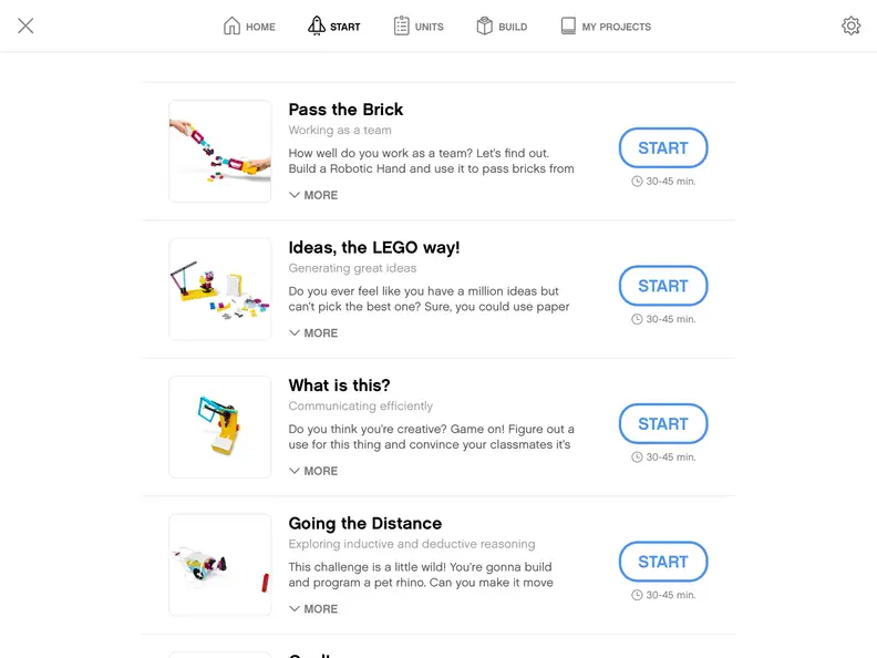 These challenges, found in the "Extra Resources" section of the LEGO SPIKE app, ask kids to work together to arrive at novel solutions for LEGO-related tasks.