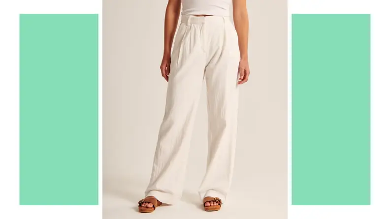 A pair of white wide-leg pants.