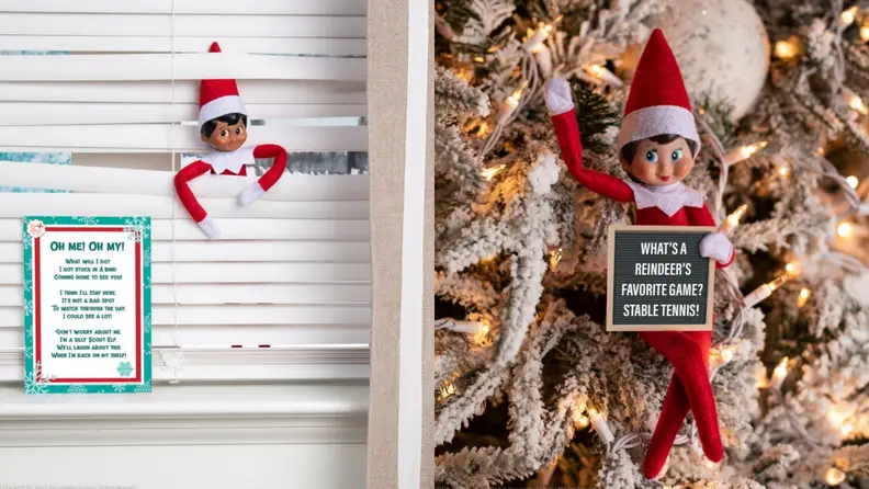 Two elves in funny positions.