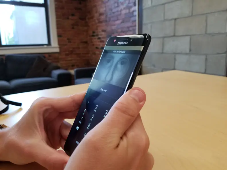 The Note 7's iris scanner is fairly quick, though unless you need the security your PIN will still be faster.