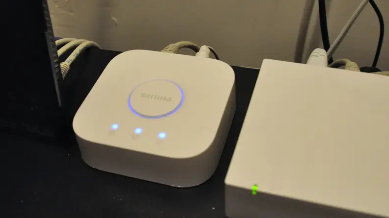 Philips Hue Bridge next to router