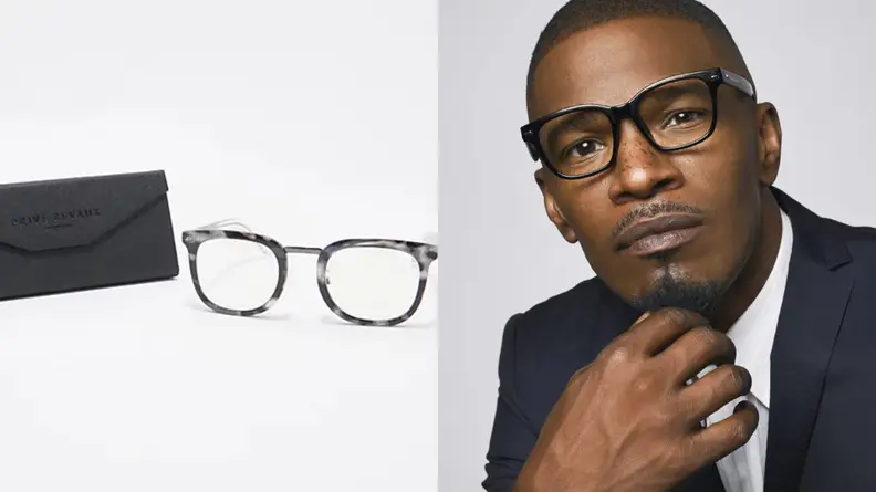 Left: eyeglasses on white background, right: Jamie Foxx