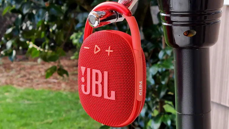JBL Clip 4 hanging from umbrella