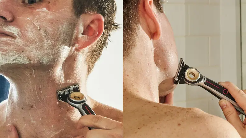 shaving with the GilletteLabs heated razor