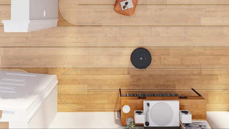 A visualization of the iRobot Roomba Combo Essential’s S-shaped cleaning pattern.