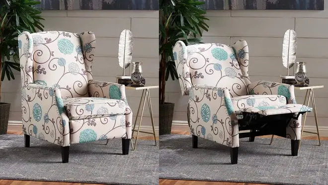 white and floral recliner