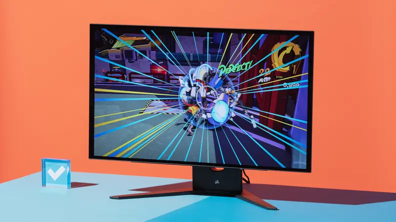The monitor displaying 'Hi-Fi Rush.'