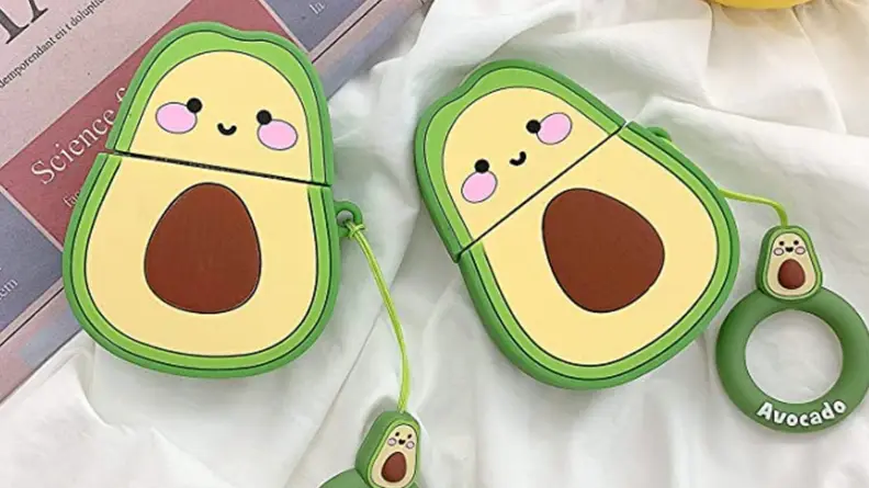 Case that looks like a smiling avocado.