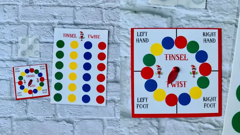 A tiny Twister game set.