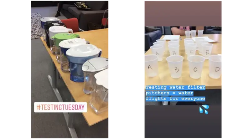 One round of taste testing for water filter pitchers took place on #testingtuesday!