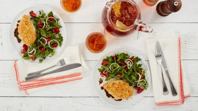 Home Chef meal for two laid out on table.