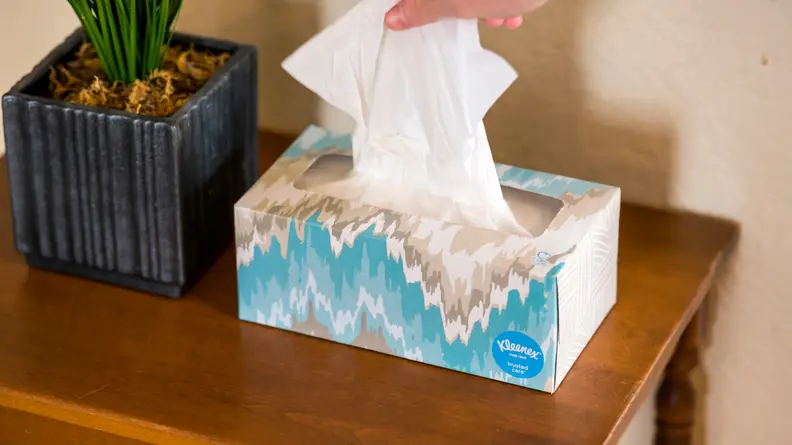 A box of Kleenex brand tissues.