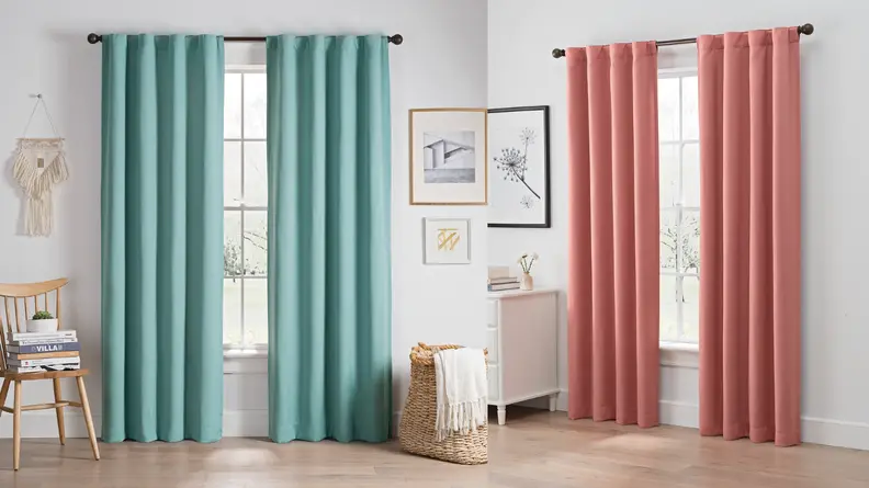 A split shot of curtains from Walmart, one of the best places to buy curtains online.