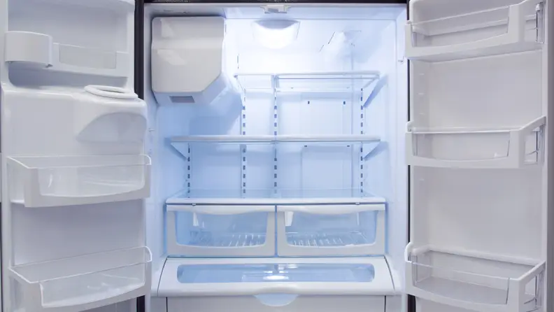 This French door refrigerator has a large icemaker