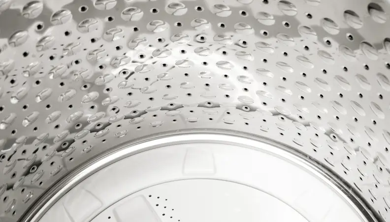 The texture on the stainless steel drum helps get your clothes clean.