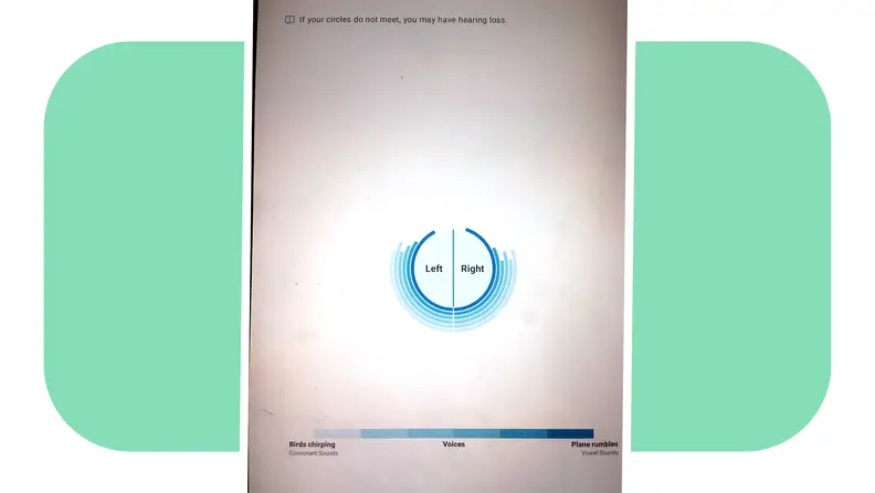 Screenshot of the left and right sound levels on the HP hearing aids.