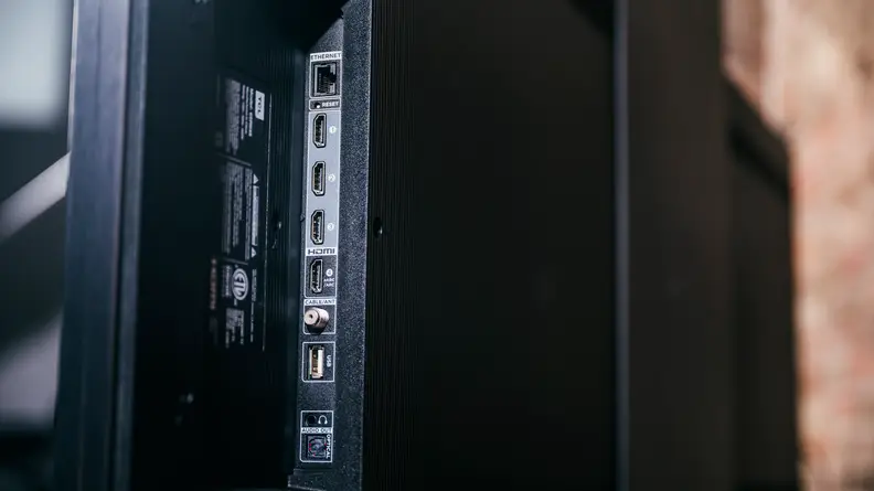 A close-up of the TCL 6-Series' various ports