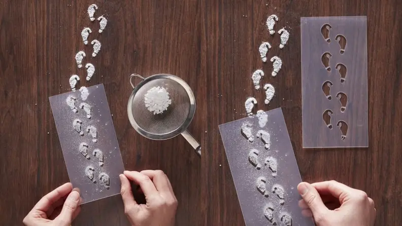 Tiny flour footprints that look like elf shoes.