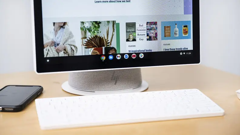 a closeup of the PC in portrait mode