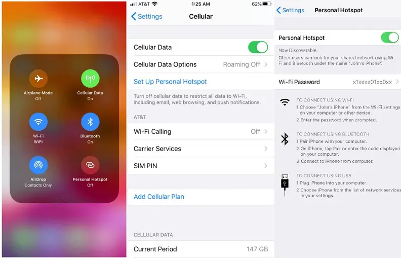 You can set up a personal hotspot in your iPhone's 