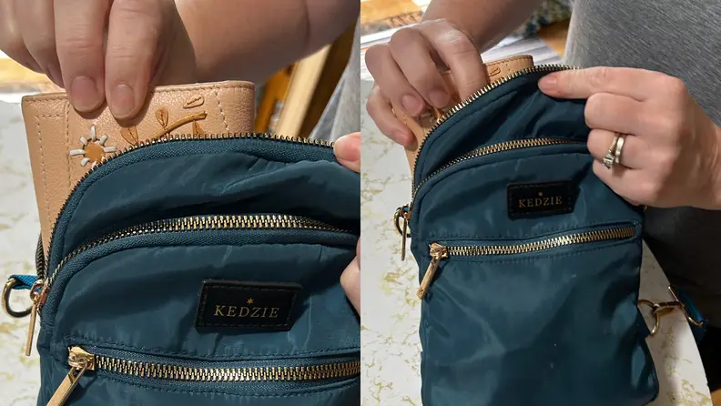 A Radley London wallet not fit into a small crossbody bag.