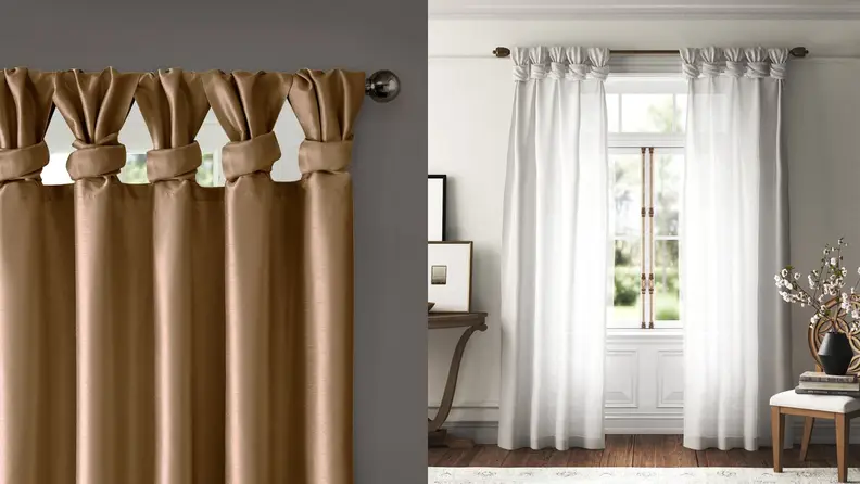 Curtains against window