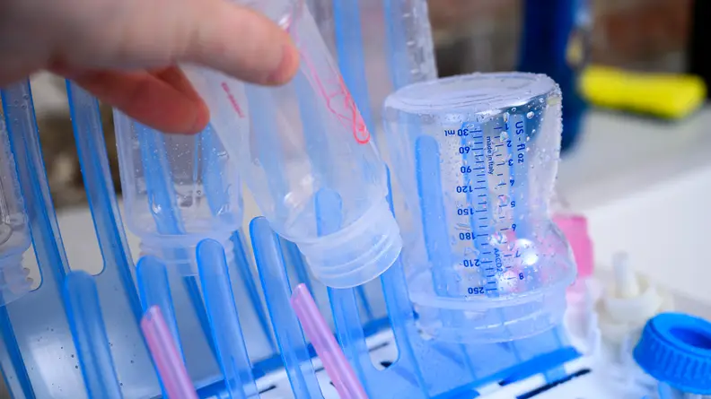 Dr. Brown's Bottle Drying rack can be folded for storage.