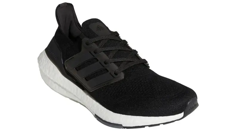 An image of a black Adidas UltraBoost 21 Running Shoe.